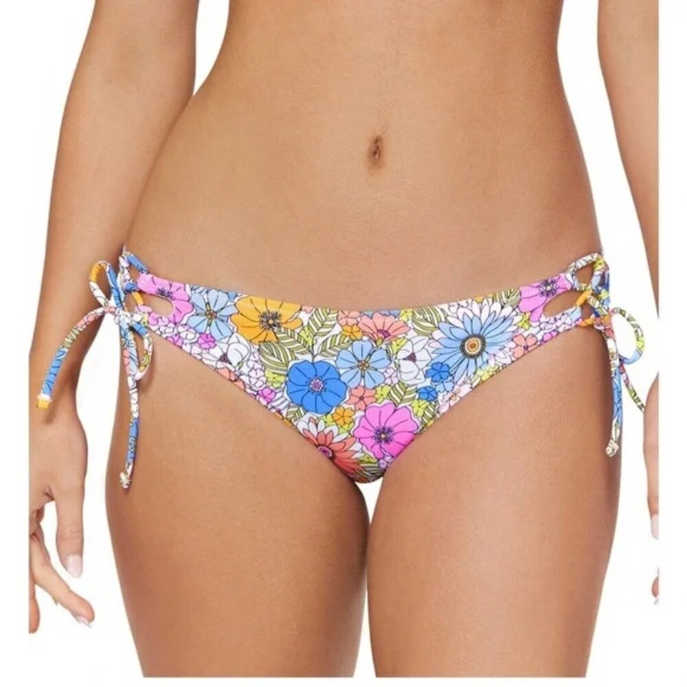 Always in Bloom – Raisins Happy Daisy Print Side-Tie Bikini Bottoms (Size Large)